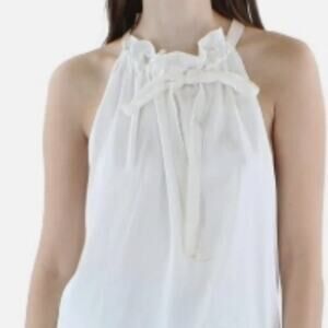 Ramy Brook Women’s Ivory Velvet Trim Ruffled Halter Top